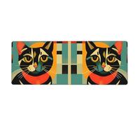 BROLEO Tapis de souris extra large avec impression de chat moderne du milieu du siècle, forte adhérence, durable, bord de verrouillage précis 30,5 x 80 cm