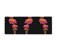 BROLEO Tapis de souris extra large avec impression de chrysanthème à feuilles fines, forte adhérence, durable, bord de verrouillage précis 30,5 x 80 cm