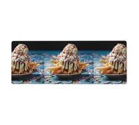 BROLEO Tapis de souris extra large avec impression de frites glacées, clavier de jeu antidérapant, version épaisse, 30,5 x 80 cm