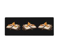 BROLEO Tapis de souris extra large avec impression de vieux livres et feuilles éparpillées, clavier de jeu antidérapant, version épaisse, 30,5 x 80 cm
