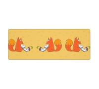 BROLEO Tapis de souris extra large avec imprimé graines de tournesol et renards pour ordinateur de bureau, clavier de jeu antidérapant, version épaisse, 30,5 x 80 cm