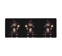 BROLEO Tapis de souris extra large avec motif chaton portant un chapeau de sorcière, forte adhérence, durable, bord de verrouillage précis 30,5 x 80 cm