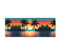 BROLEO Tapis de souris extra large avec motif coucher de soleil et palmiers tropicaux, impression paysage crépusculaire, forte adhérence, durable, bord de verrouillage précis 30,5 x 80 cm