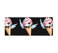 BROLEO Tapis de souris extra large avec motif crème glacée de dessin animé avec des ailes, pour ordinateur de bureau, clavier de jeu antidérapant, version épaisse, 30,5 x 80 cm