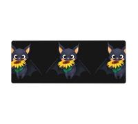 BROLEO Tapis de souris extra large avec motif de chauve-souris tenant un tournesol, pour ordinateur de bureau, clavier de jeu, version épaisse, 30,5 x 80 cm