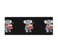 BROLEO Tapis de souris extra large avec motif éléphant jouant de la batterie, clavier de jeu antidérapant, version épaisse, 30,5 x 80 cm