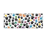 BROLEO Tapis de souris extra large avec motif empreintes de pattes de chien colorées - Pour bureau d'ordinateur - Clavier de jeu antidérapant - Version épaisse - 30,5 x 80 cm