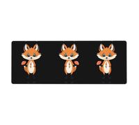 BROLEO Tapis de souris extra large avec motif fleurs rouges, champignons et renards - Forte adhérence, durable, bord de verrouillage précis - 30,5 x 80 cm