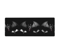 BROLEO Tapis de souris extra large avec motif loup avec ailes de chauve-souris, forte adhérence, durable, bord de verrouillage précis 30,5 x 80 cm
