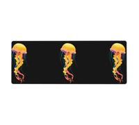 BROLEO Tapis de souris extra large avec motif méduses colorées - Pour ordinateur de bureau - Clavier de jeu antidérapant - Version épaisse - 30,5 x 80 cm
