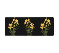 BROLEO Tapis de souris extra large avec motif peinture à l'huile et iris pour ordinateur de bureau, clavier de jeu antidérapant, version épaisse, 30,5 x 80 cm