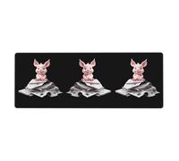 BROLEO Tapis de souris extra large avec motif poupée porcelet dans un journal - Clavier de jeu antidérapant - Version épaisse - 30,5 x 80 cm