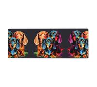 BROLEO Tapis de souris extra large avec motif teckel coloré et mignon, pour bureau, clavier de jeu antidérapant, version épaisse, 30,5 x 80 cm