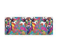 BROLEO Tapis de souris extra large coloré imprimé bovins à grandes fleurs, clavier de jeu antidérapant, version épaisse, 30,5 x 80 cm
