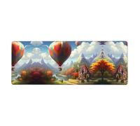 BROLEO Tapis de souris extra large coloré imprimé montgolfière, clavier de jeu antidérapant, version épaisse, 30,5 x 80 cm