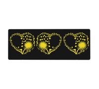 BROLEO Tapis de souris extra large en forme de cœur avec impression de pétales de pissenlit, forte adhérence, durable, bord de verrouillage précis 30,5 x 80 cm