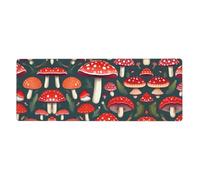 BROLEO Tapis de souris extra large imprimé champignon sauvage forte adhérence, durable, bord de verrouillage précis 30,5 x 80 cm