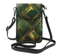 BROLEO Téléphone portable pour femme avec prépuce en cuir - Étui à rabat en bandoulière - Petite bandoulière réglable - Noir et vert