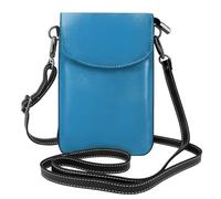 BROLEO Téléphone portable pour femme avec prépuce en cuir imprimé bleu saphir, petite bandoulière réglable
