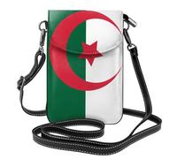 BROLEO Téléphone portable pour femme avec prépuce en cuir imprimé drapeau de l'Algérie, petite bandoulière réglable