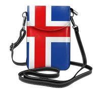 BROLEO Téléphone portable pour femme avec prépuce en cuir imprimé drapeau de l'Islande et petite bandoulière réglable