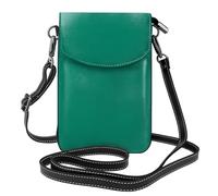 BROLEO Téléphone portable pour femme avec prépuce en cuir imprimé vert malachite, petite bandoulière réglable