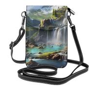 BROLEO Téléphone portable pour femme avec prépuce en cuir, motif cascade, petite bandoulière réglable