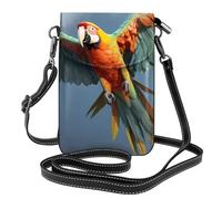 BROLEO Téléphone portable pour femme avec prépuce en cuir - Motif perroquet volant - Petite bandoulière réglable