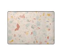 BROLEO Terrazzo Tapis de sol doux au toucher marbré pastel pour salon 203,2 x 147,3 cm