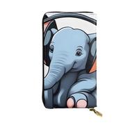 BROLEO The Elephant in The Room Portefeuille long en cuir imprimé pour filles et femmes à la mode - Durable, élégant et fonctionnel, Noir , Taille unique
