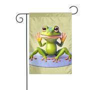 BROLEO The Funny Frog doing Yoga Printing Drapeau de jardin 4 saisons Décoration de cour 30,5 x 45,7 cm