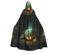 BROLEO The Glow Of The Pumpkin Lamp Prints Cape à capuche pour adulte sans fermeture éclair, confortable pour les fêtes costumées