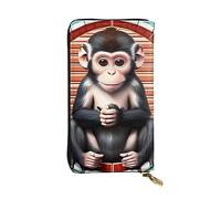 BROLEO The Silent Monkey Picture Portefeuille long en cuir pour filles et femmes à la mode - Durable, élégant et fonctionnel, Noir , Taille unique