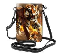 BROLEO Tiger In The Fire Petit sac à bandoulière en cuir pour femme, imperméable et durable