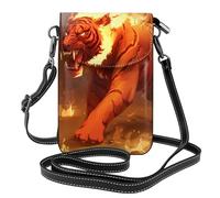 BROLEO Tiger On Fire Petit sac à bandoulière en cuir pour femme, imperméable et durable