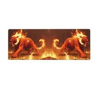 BROLEO Tiger On Fire Tapis de souris extra large antidérapant pour clavier de gaming 30,5 x 80 cm