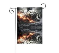 BROLEO Tiger Out of Cannon Fire Print Drapeau de jardin 4 saisons Décoration de cour 30,5 x 45,7 cm