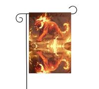 BROLEO Tigre On Fire - Mât de drapeau de jardin - Décoration extérieure - Double face - 30,5 x 45,7 cm