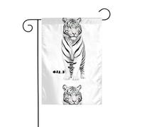 BROLEO Tigre rayé noir et blanc imprimé mât de drapeau extérieur cour décoration mode 30,5 x 45,7 cm