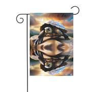 BROLEO Tortue sur un rocher Impression sur mât de drapeau de jardin Décoration de cour extérieure double face 30,5 x 45,7 cm