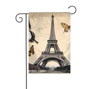 BROLEO Tour Eiffel de Paris avec imprimé papillon pour jardin, décoration de cour extérieure double face, 30,5 x 45,7 cm