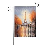 BROLEO Tour Eiffel Paris peinture impression quatre saisons drapeau jardin cour décoration 30,5 x 45,7 cm