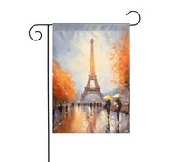 BROLEO Tour Eiffel Paris peinture impression quatre saisons drapeau jardin cour décoration 30,5 x 45,7 cm