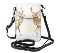 BROLEO Two Deer In The Snow Téléphone portable pour femme avec prépuce en cuir et bandoulière réglable