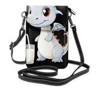 BROLEO Un petit dragon de lait qui vole du lait Téléphone portable pour femme avec prépuce en cuir, étui à rabat en bandoulière, petite bandoulière réglable
