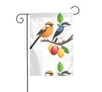 BROLEO Une paire d'oiseaux sur un arbre fruitier imprimé quatre saisons drapeau de jardin décoration cour 30,5 x 45,7 cm