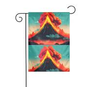 BROLEO Volcano Printing Mât de drapeau de jardin extérieur Décoration tendance 30,5 x 45,7 cm