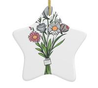 BROLEO Vous donne un bouquet de fleurs en céramique avec pendentif étoile de Noël facile à accrocher, très approprié pour décorer les arbres de Noël