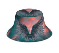 BROLEO Wings in The Air Prints Chapeau bob réfléchissant pour homme et femme Noir