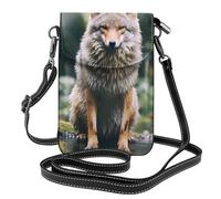 BROLEO Wolf After Rain Téléphone portable pour femme avec prépuce en cuir et bandoulière réglable